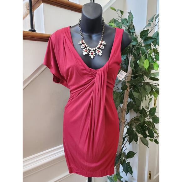 French Connection Women's Red Modal Scoop Neck Casual Knee Length Dress Size 4 - Picture 11 of 11